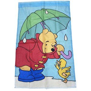 Winnie The Pooh w Umbrella Nylon Outdoor Flag Vintage Rare 28‎ x 40